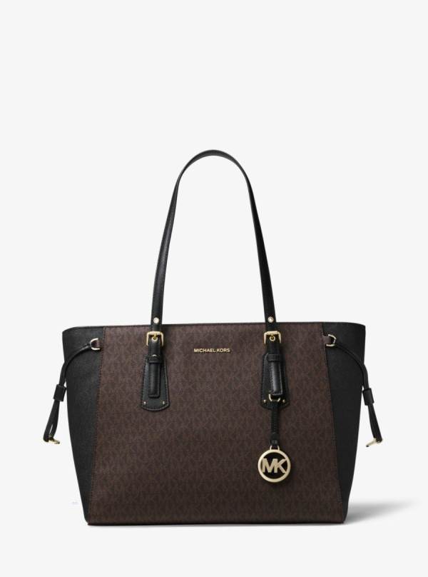 Damske Prenosná Taška Michael Kors Voyager Medium Logo Hnede - Kabelky Michael Kors Slevy | GAUIJ-7691